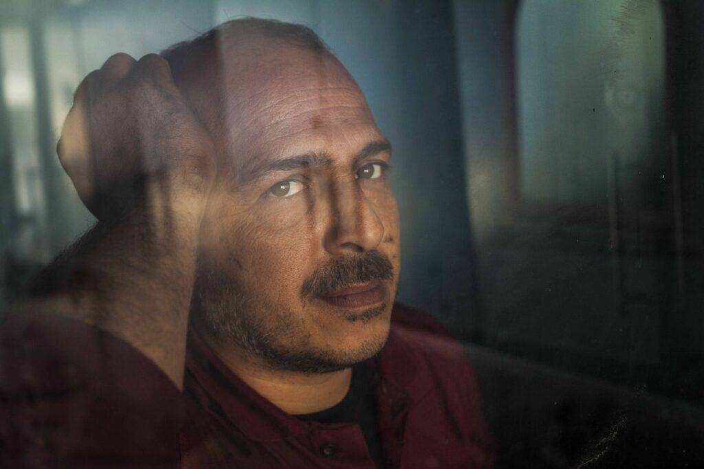 sad depressed man with mustache
