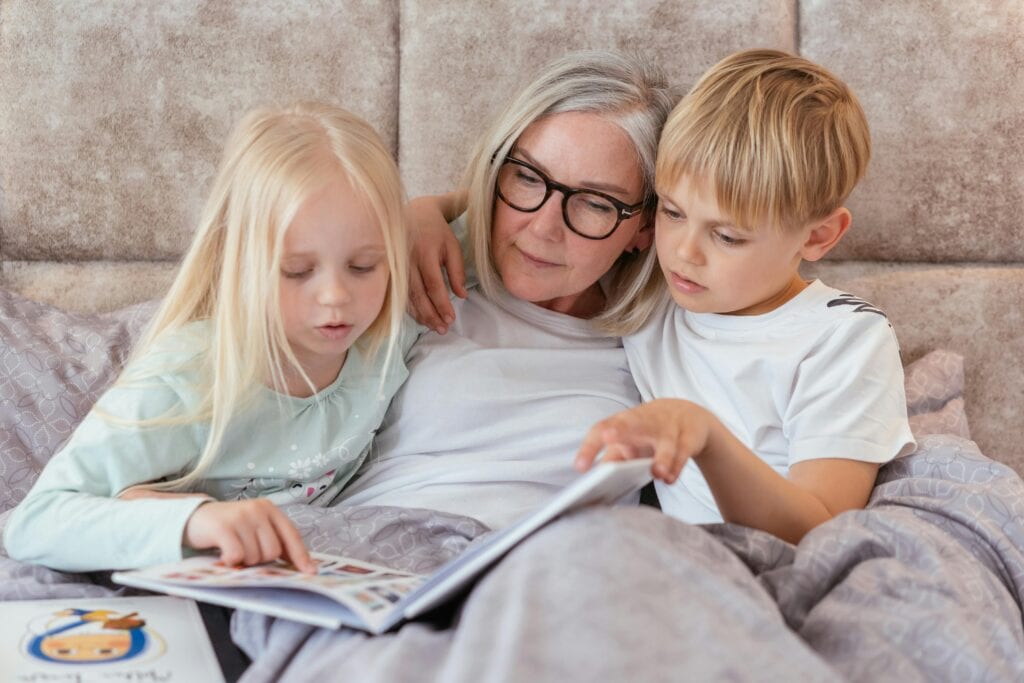 grandmother with young grandkids