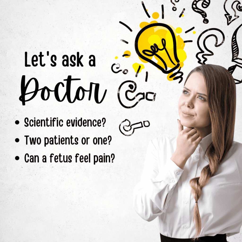 A young white woman wonders what doctors think about bodily autonomy.