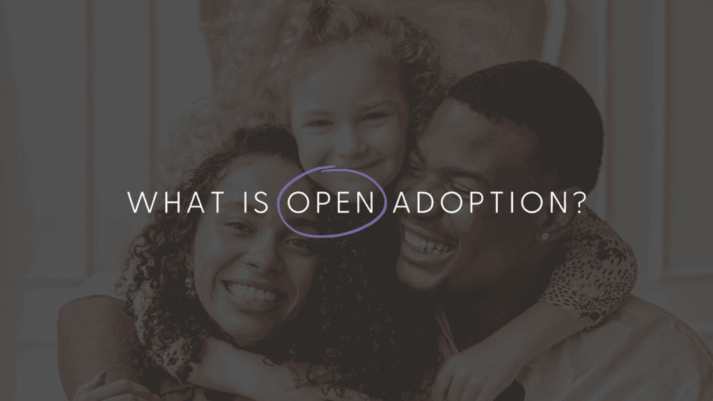An image with 2 parents and their adopted child smiling.