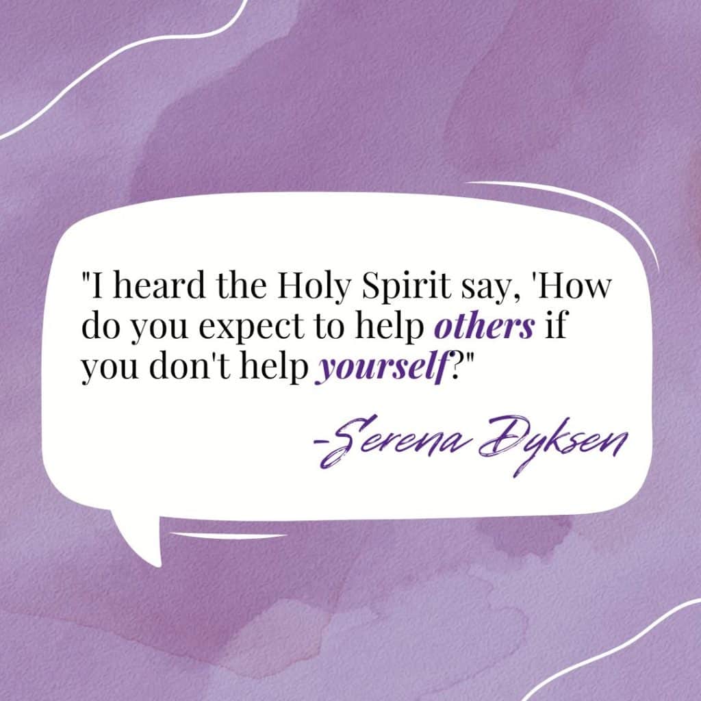 Image photo of Serena Dyksen quote testimony about god healing after abortion rape and miscarriage